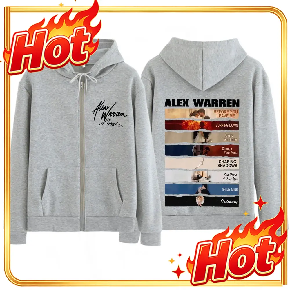 Mens Fashion Zip Up Hoodies - Şarkıcı Alex Warren 2026 Turne Temalı