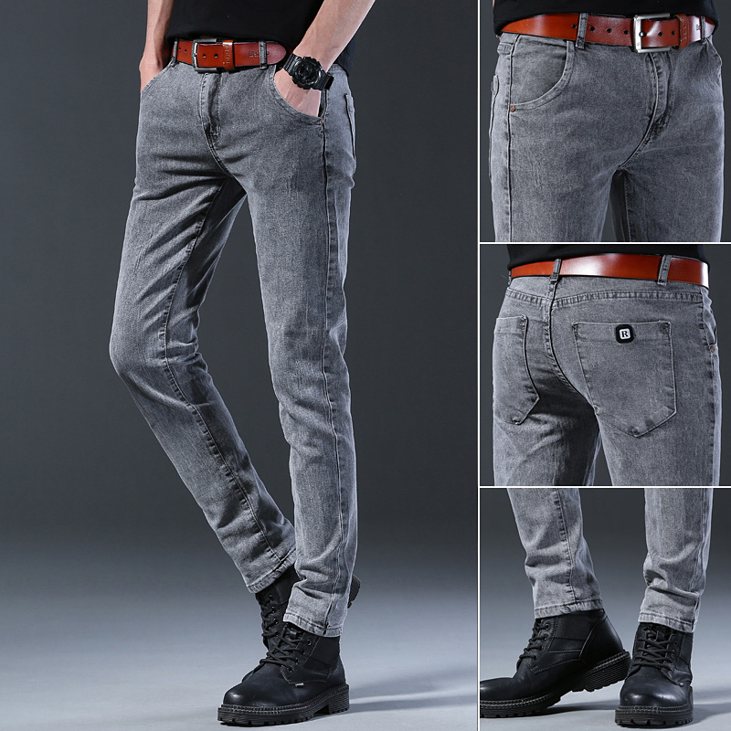 Men'S Fashion Grey Jeans - Erkek İnce Elastik Gri Kot Pantolon