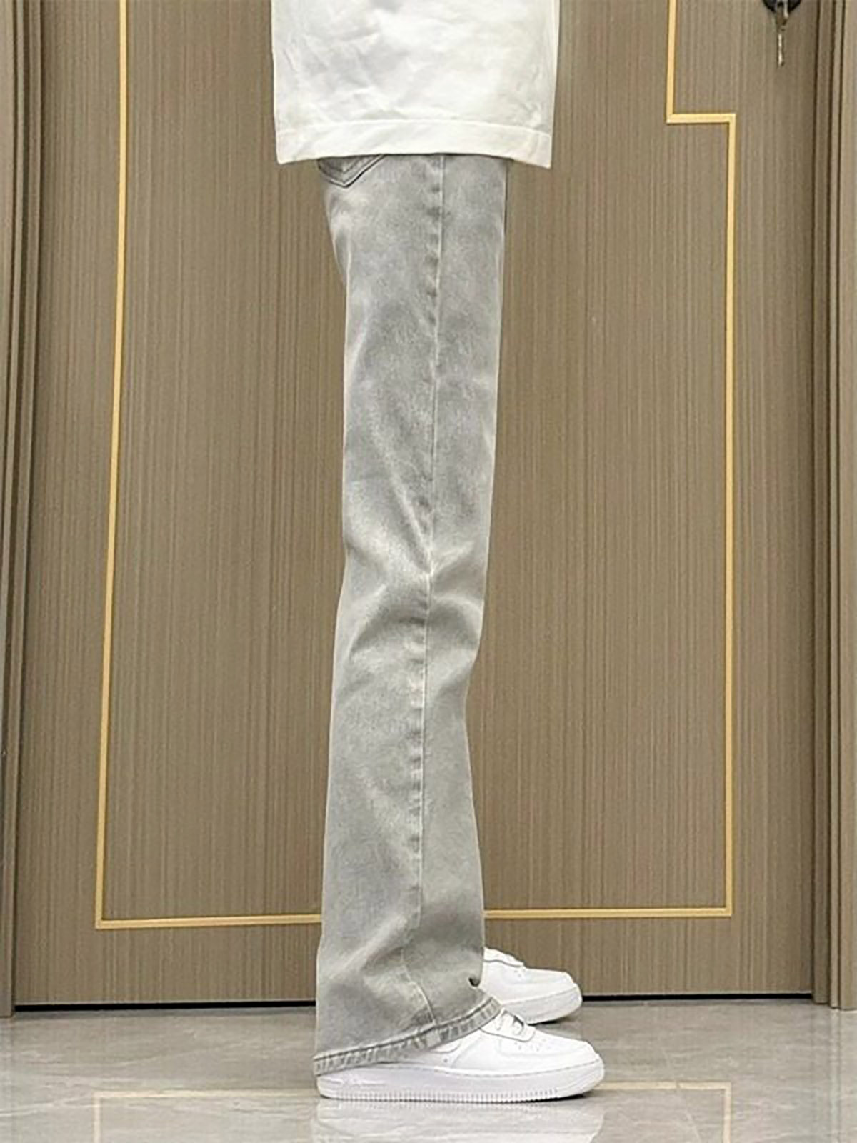 Men'S Fashion Grey Jeans - Duman Grisi Düz Paça Dar Kesim