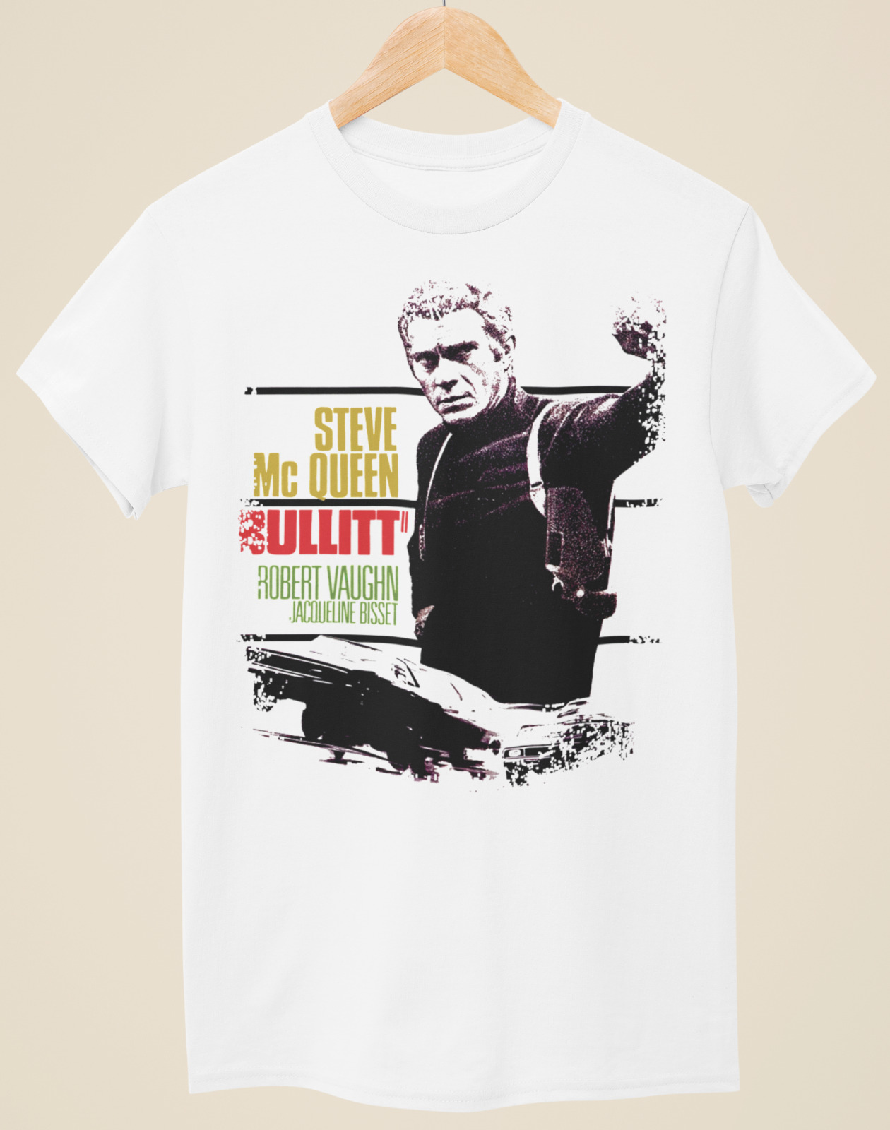 Poster Men Fashion - Bullitt-film posteri ilham Unisex beyaz tişört