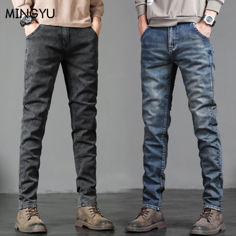 Men'S Fashion Grey Jeans - Sonbahar Kış Pamuk erkek Klasik Moda
