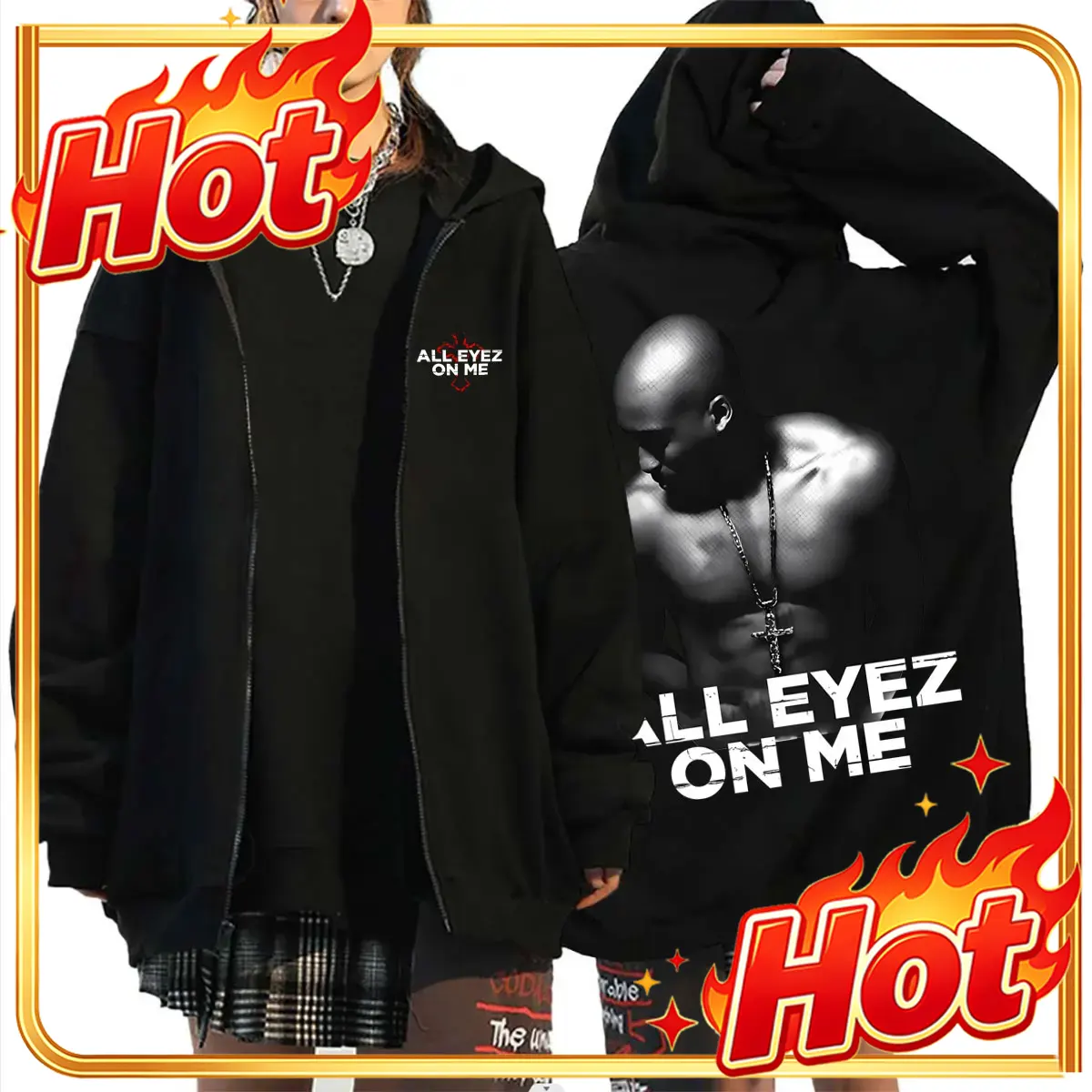 Rapper Tupac 2pac All Eyez on  - Mens Fashion Zip Up Hoodies incelemesi ve fiyatı
