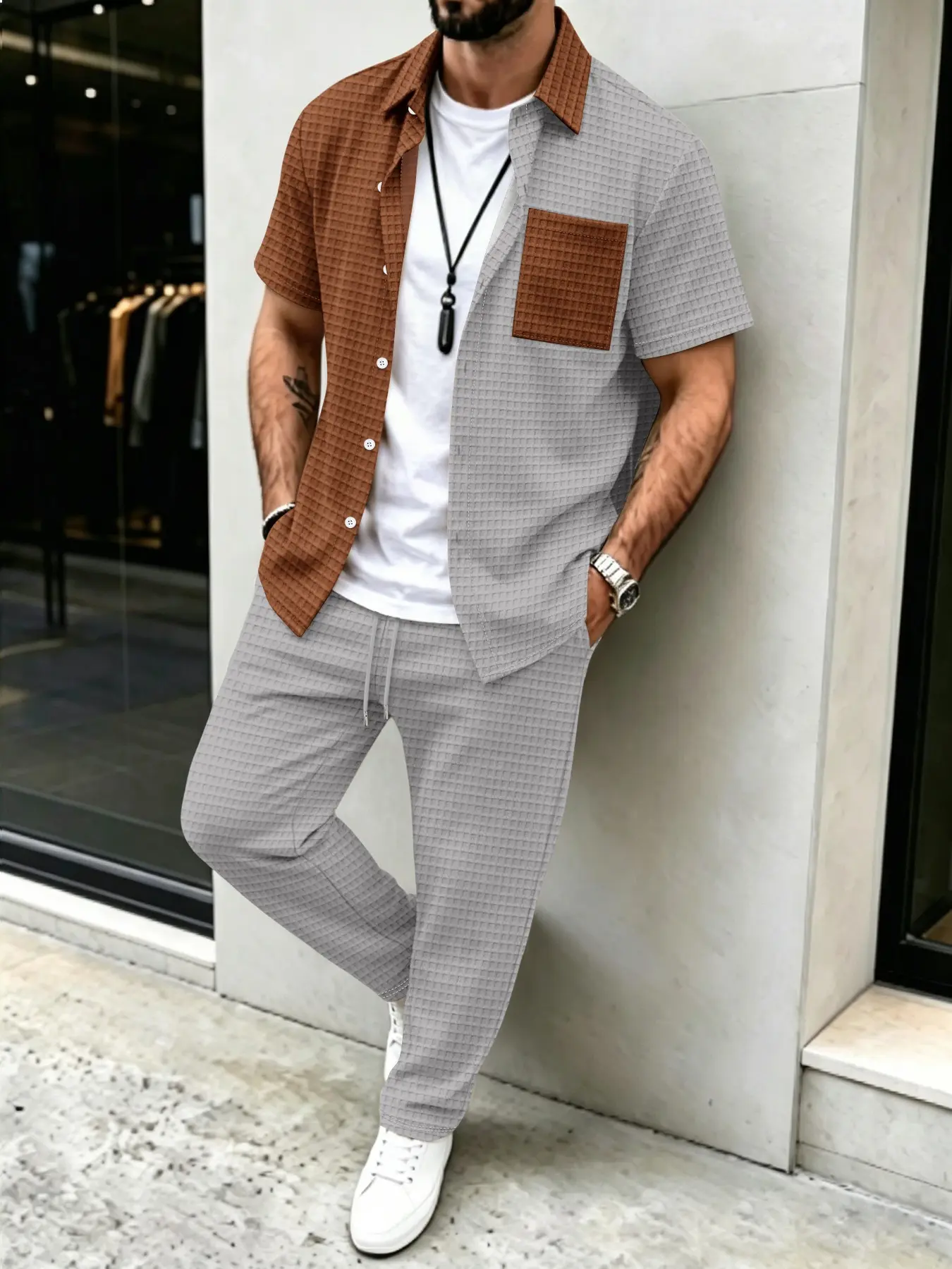Erkek Düz Waffle Desenli Günlü - Mens Fashion Clothes incelemesi ve fiyatı