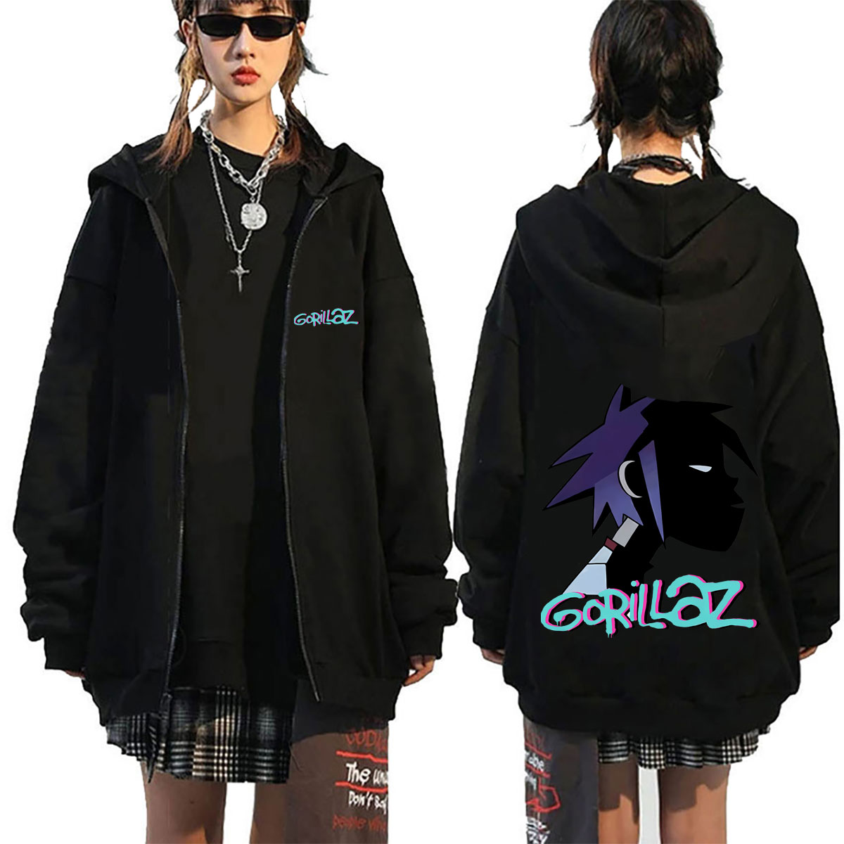 Rock grubu Gorillaz temalı, fe - Mens Fashion Zip Up Hoodies incelemesi ve fiyatı