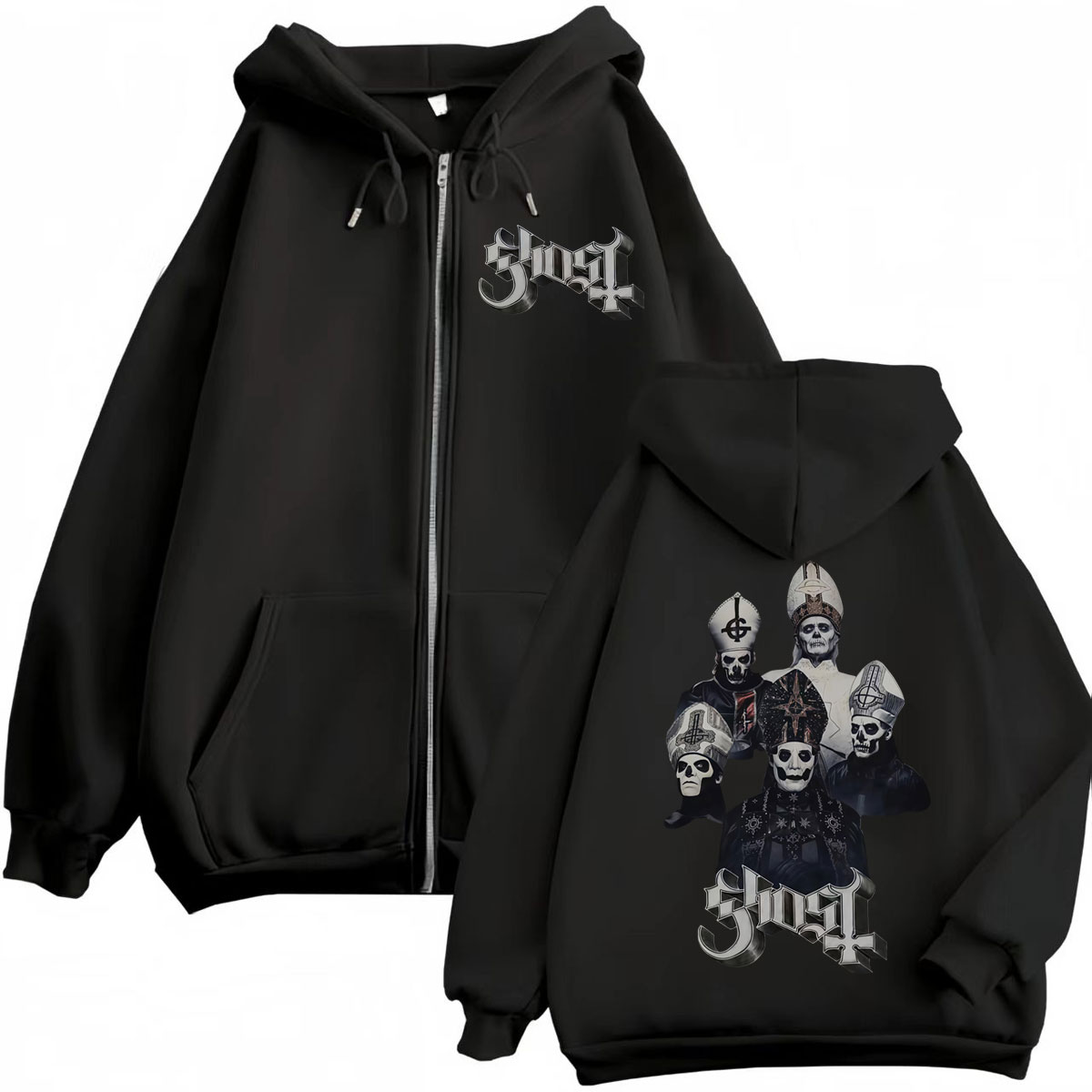 Sıcak Satış Ghost Band Fermuar - Mens Fashion Zip Up Hoodies incelemesi ve fiyatı