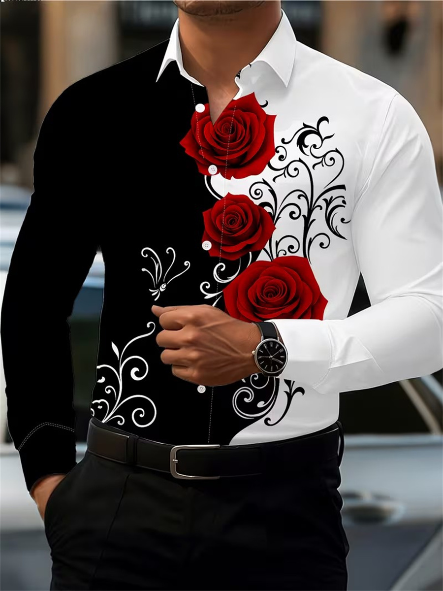 Erkek Kırmızı Gül Baskılı Uzun - Mens Fashion Summer incelemesi ve fiyatı