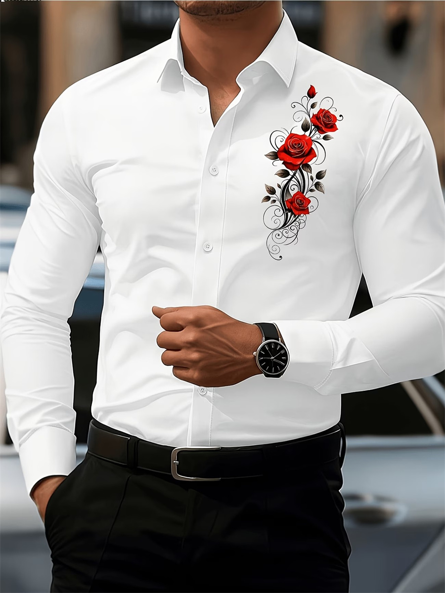 Erkek Kırmızı Gül Baskılı Uzun - Mens Fashion Summer incelemesi ve fiyatı